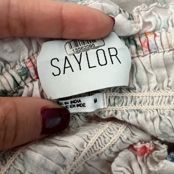 SAYLOR Puff Sleeve Blouse Top Size Small Boho Crop Blue Pink Cream Floral Sz M - Picture 6 of 7